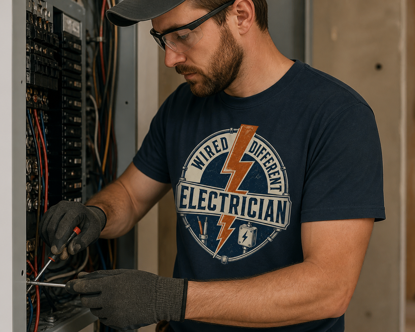 "Wired Different" Electrician T-Shirt