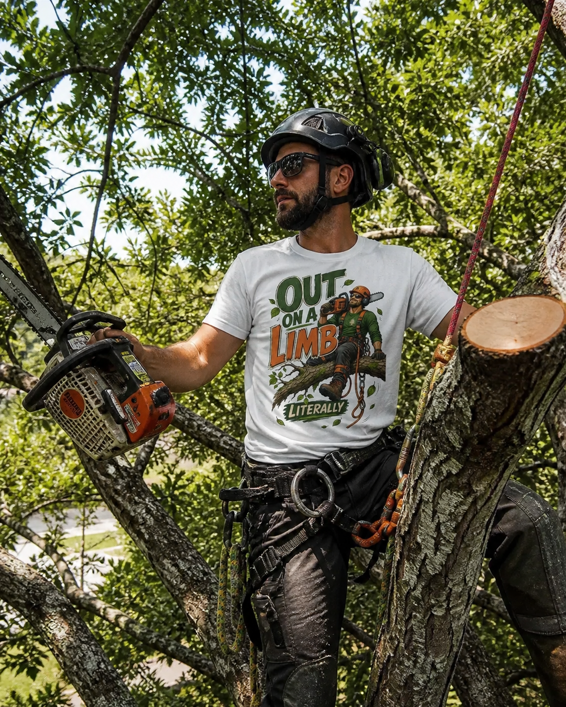 "Out on a Limb, Literally" Arborist T-Shirt