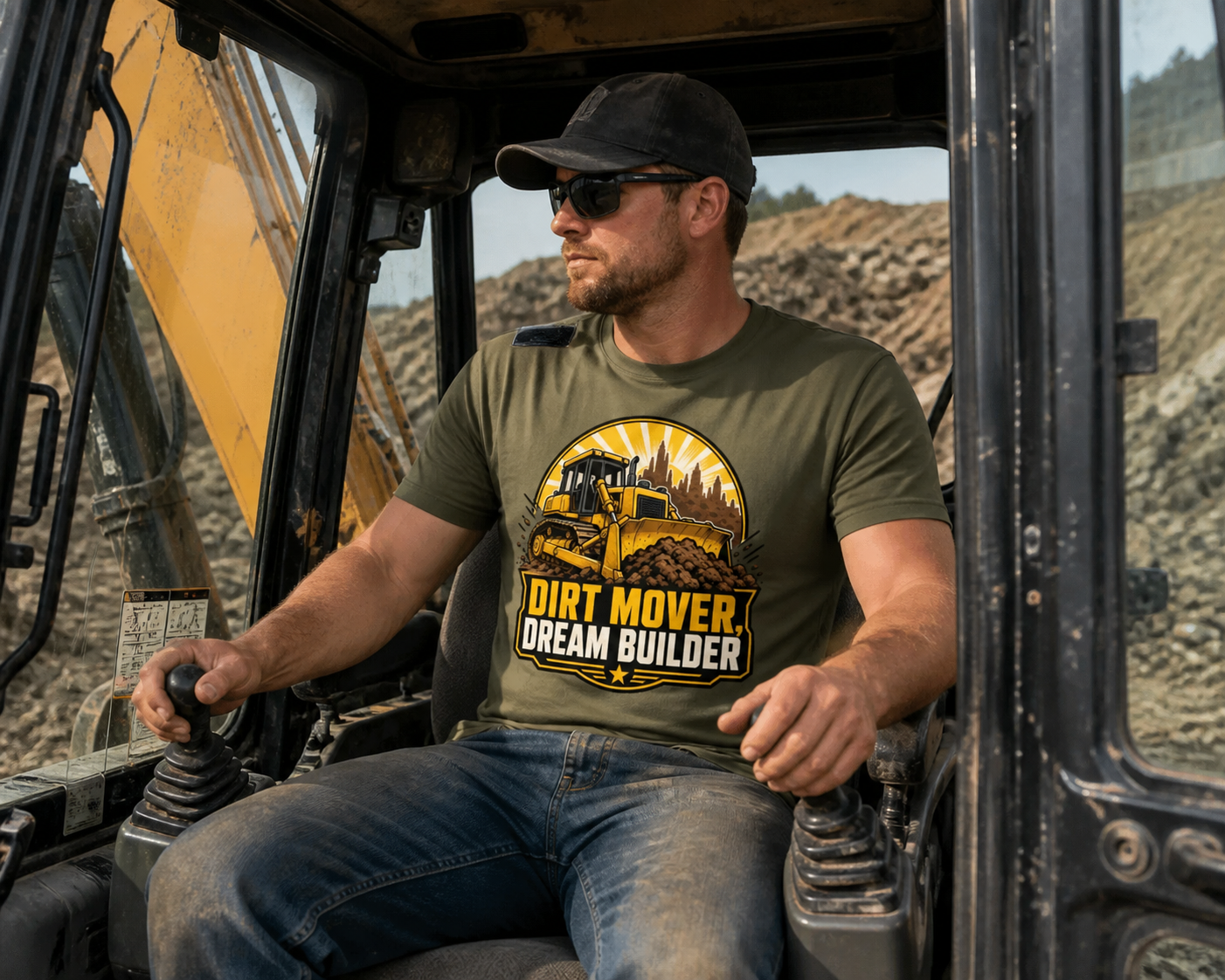 "Dirt Mover, Dream Builder" – Funny Heavy Equipment Operator T-Shirt